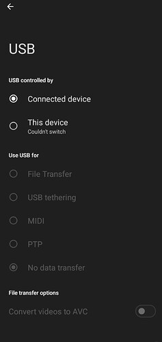 iodeOS Connected Devices USB Settings