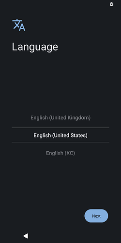 iodéOS setup - language selection